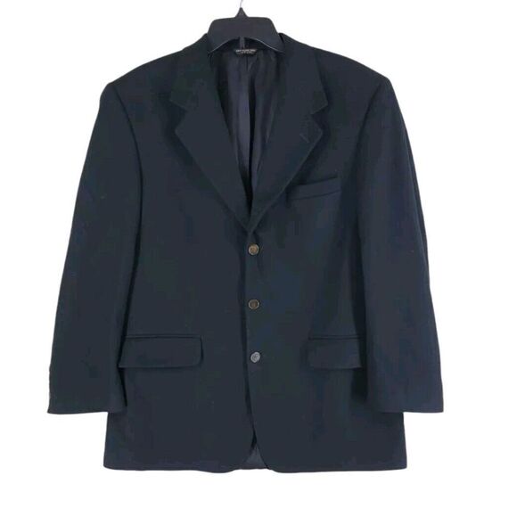 Bill Blass Cashmere Jacket Mens 42 R Black Sport Coat Blazer 3-Button USA Made - Picture 1 of 14